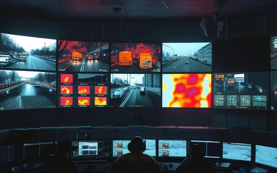 Central de monitoramento exibindo imagens térmicas