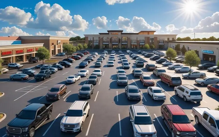 Estacionamento público com muitos veículos